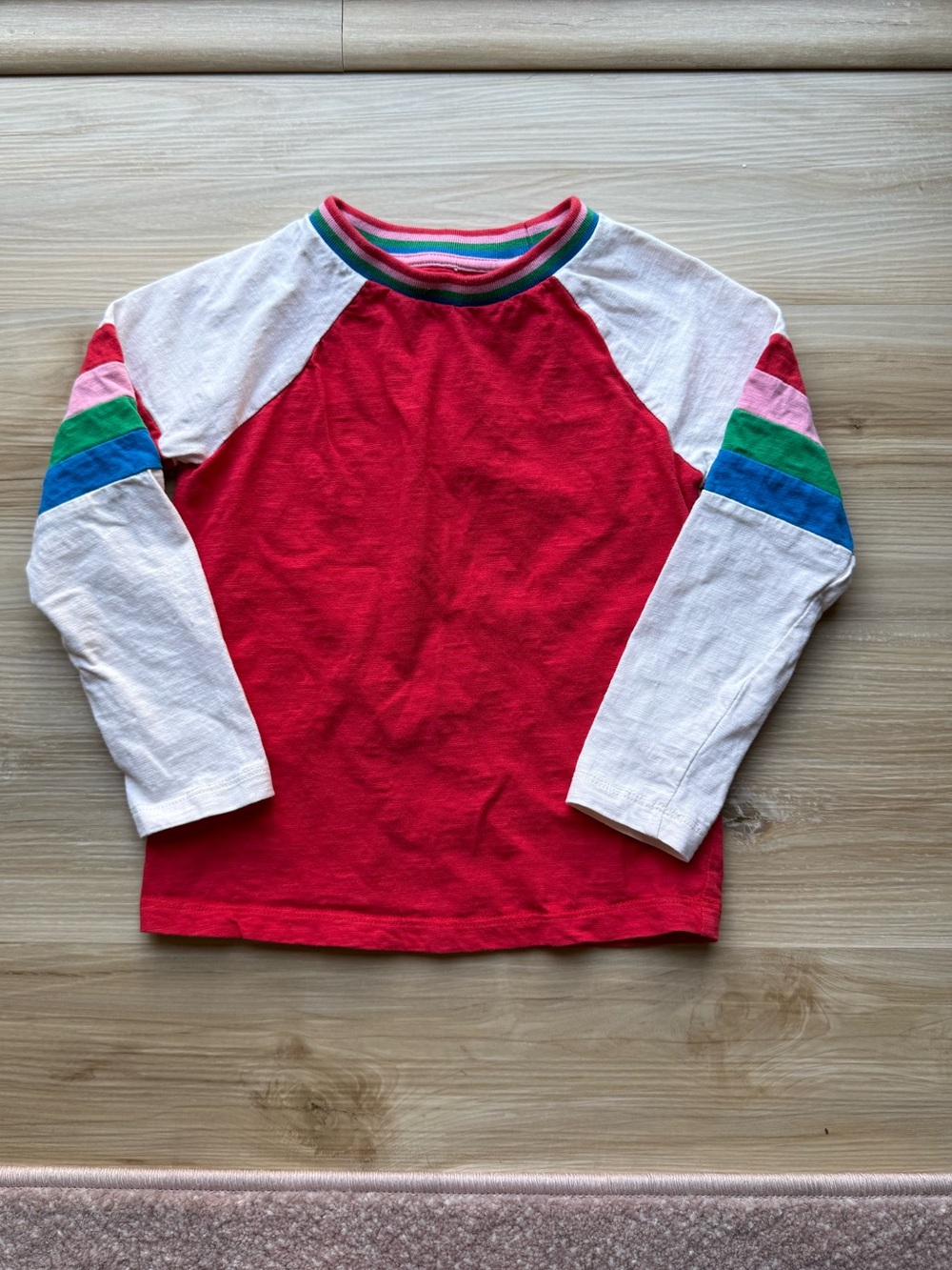 Kids Boden Colorblock Retro Long Sleeve Striped Shirt, Girls Size 6-7